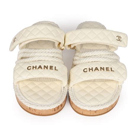 chanel rope sandals white|Chanel velcro sandals 2020 price.